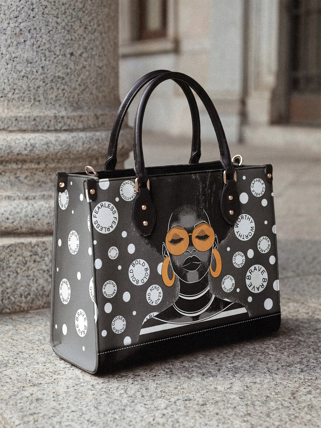 Chicaki "Fahari" Monochrome Leather Handbag